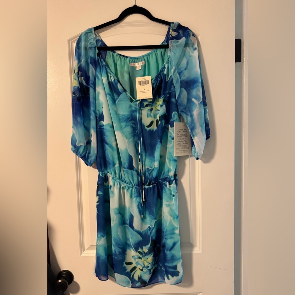 Boston Proper Blue Floral Dress